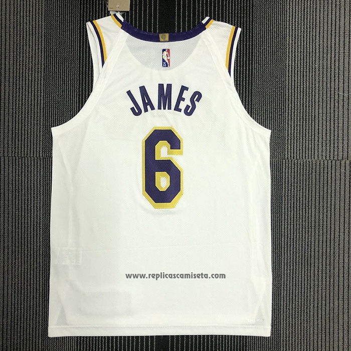 Camiseta Los Angeles Lakers LeBron James #6 Association Autentico Blanco